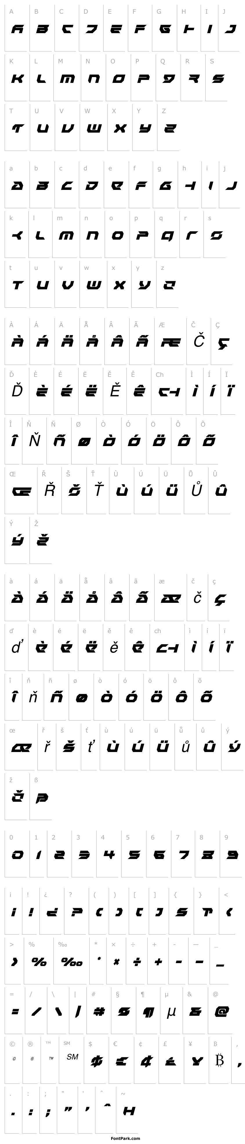 Overview Royal Samurai Condensed Italic