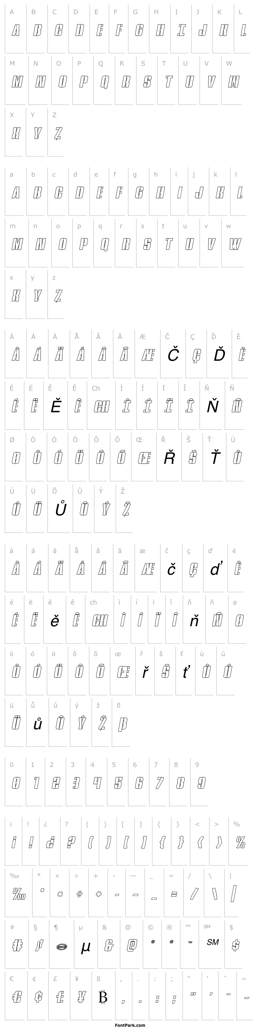 Přehled Rumble Tumble Outline Italic