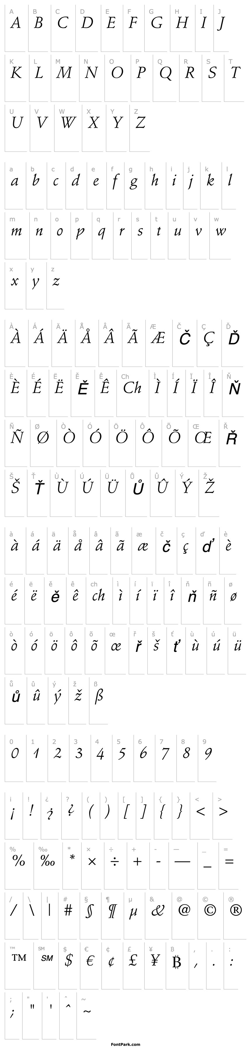 Overview StempelSchneidler-Italic