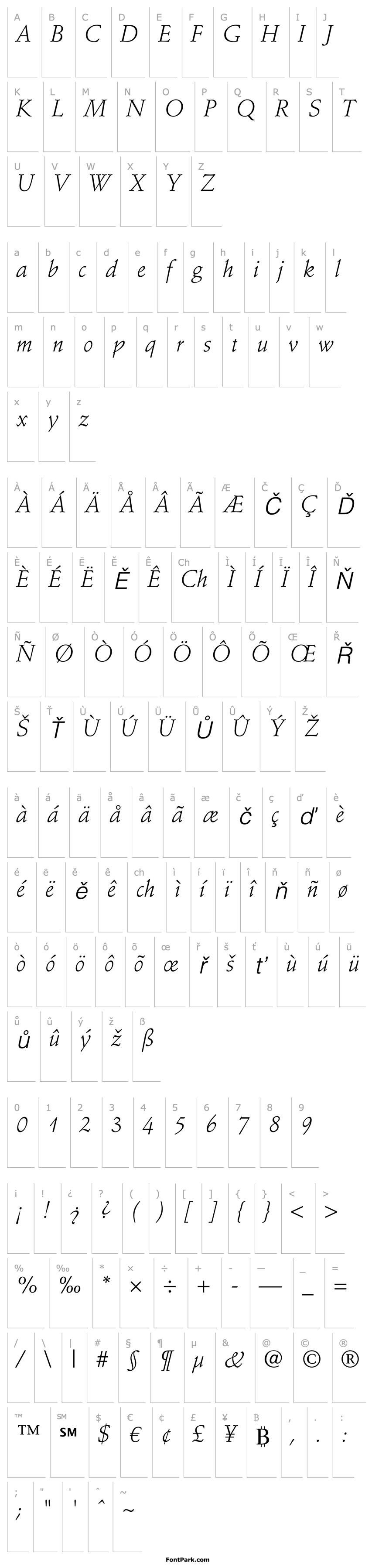 Overview StempelSchneidler-LightItalic