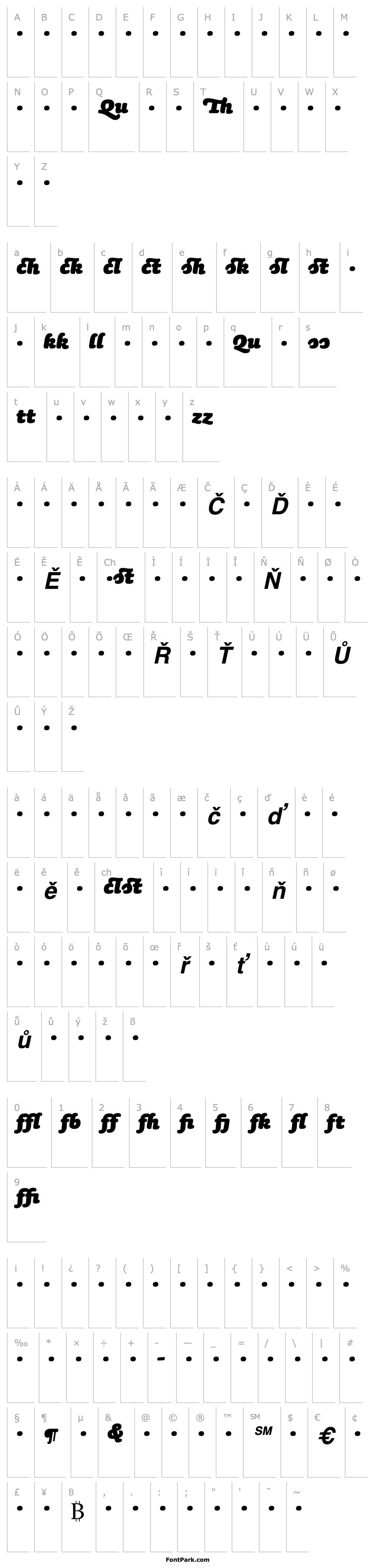 Overview SaunaLigatures-BlackItalicSwash