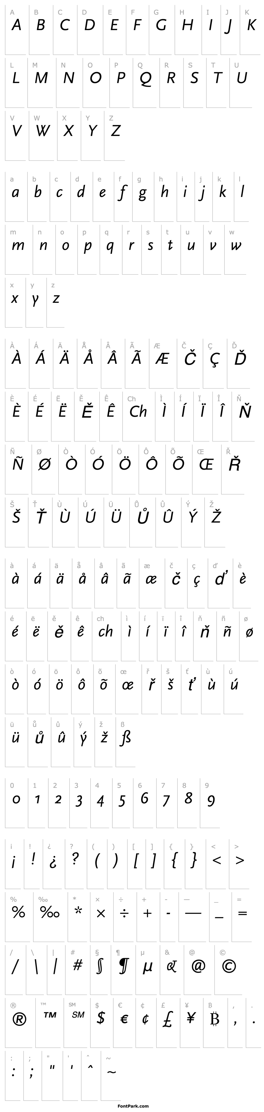 Overview ScalaSans-RegularItalic