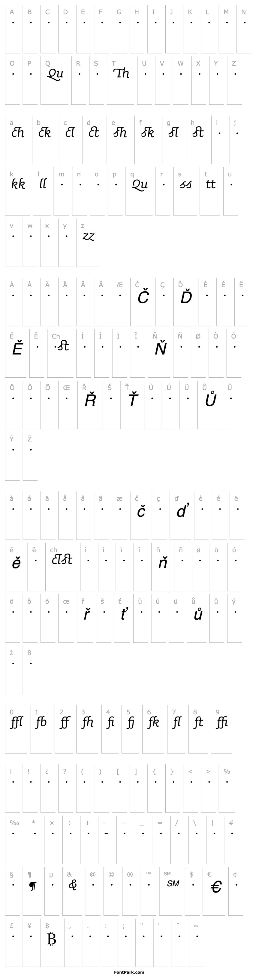 Overview SaunaLigatures-ItalicSwash