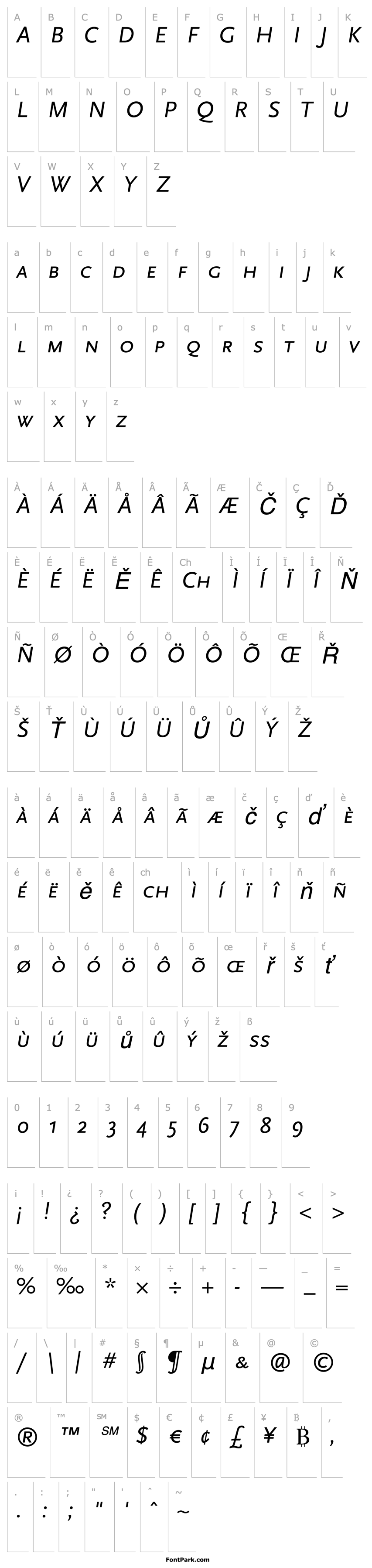 Overview ScalaSans-RegularSCItalic