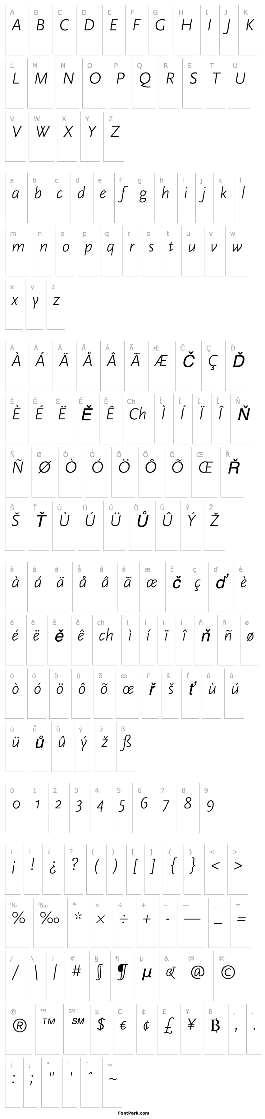 Overview ScalaSans-LightItalic