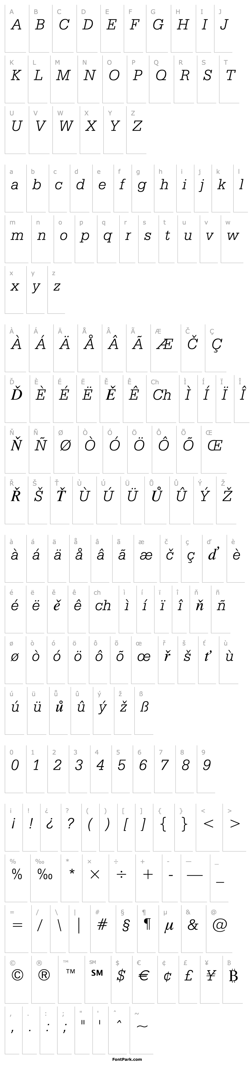 Overview Serifa Light Italic BT