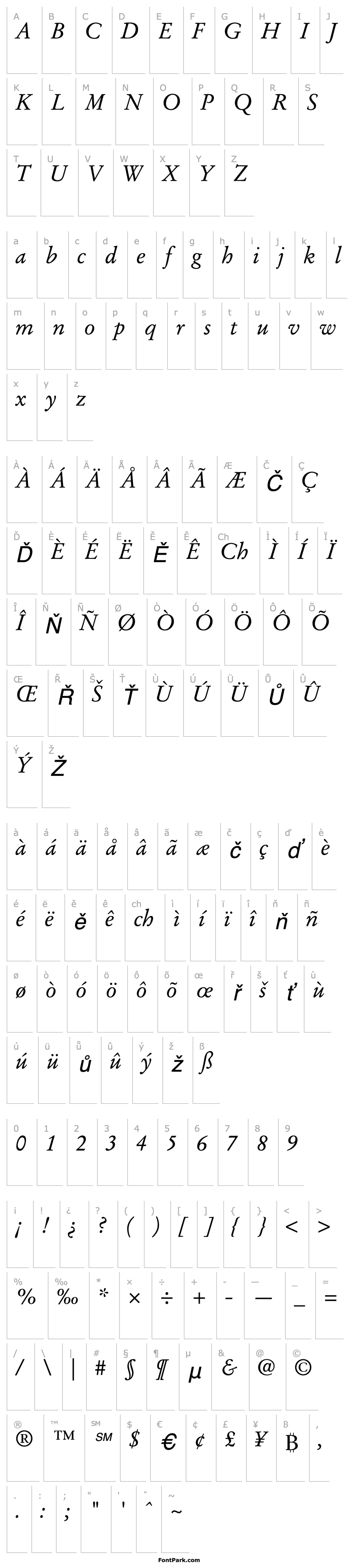 Přehled StempelGaramond-Italic