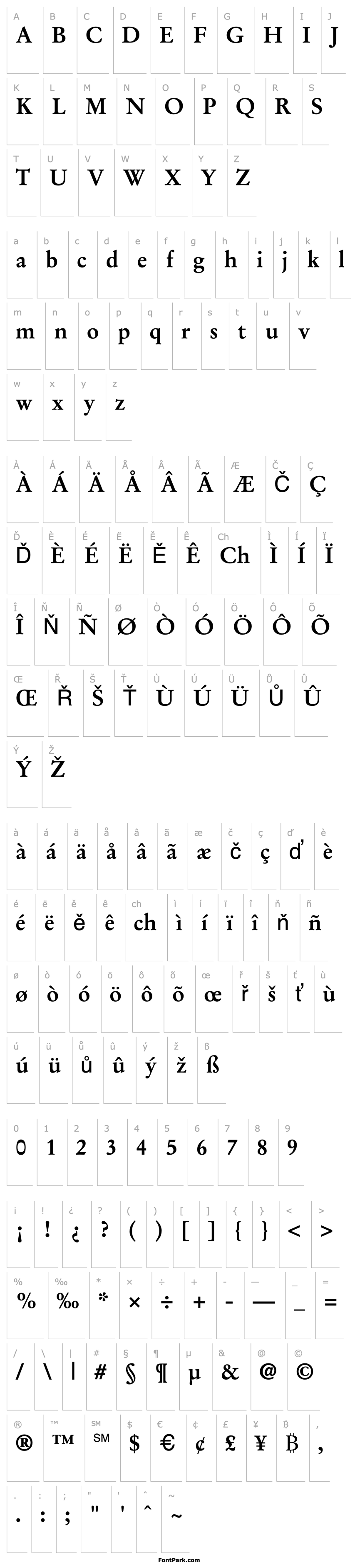 Přehled StempelGaramond Bold