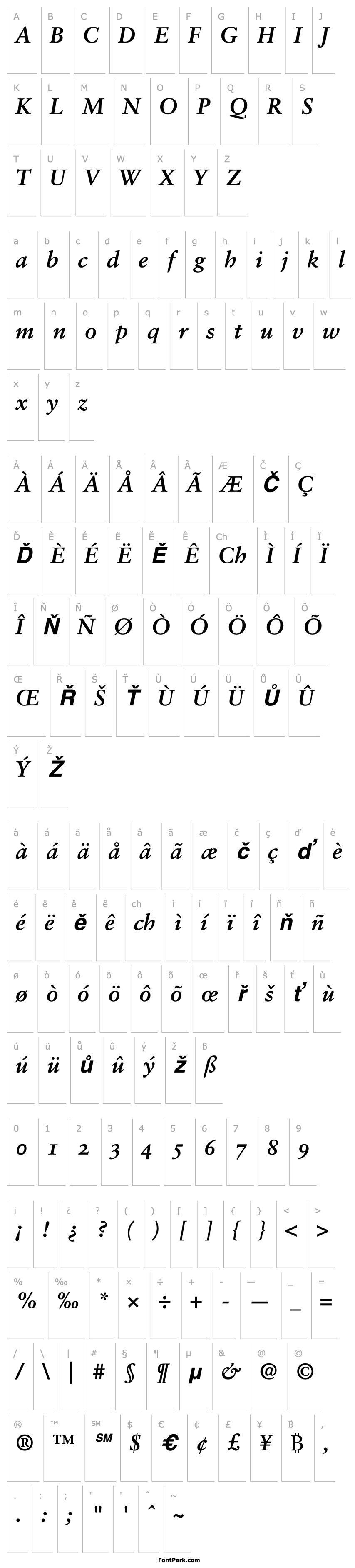 Přehled Sabon Bold Italic Oldstyle Figures