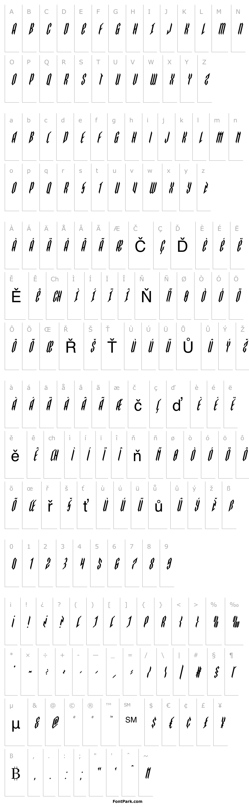Přehled Saint Martyr Condensed Italic