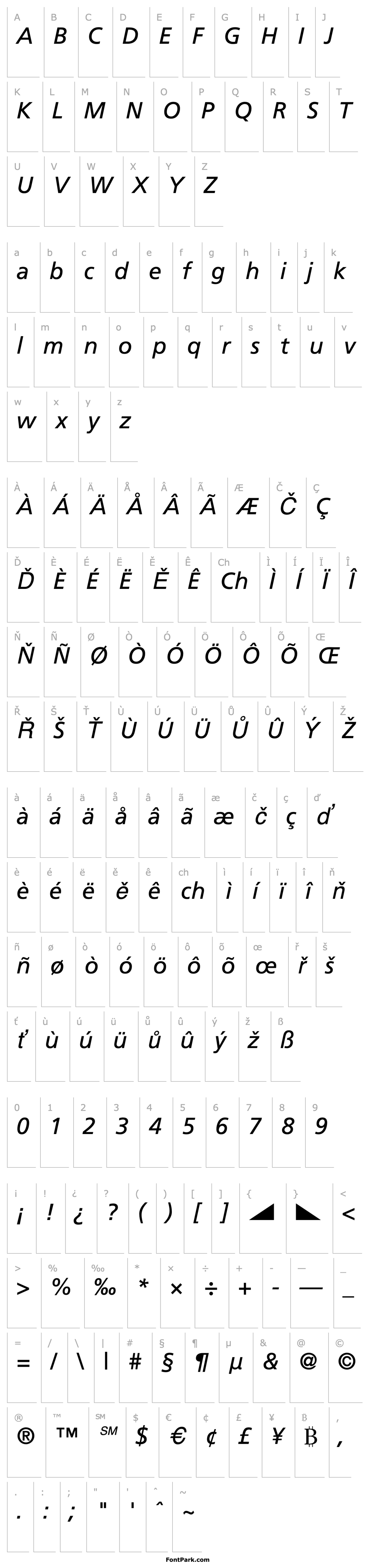 Overview SALFrutiger-Italic