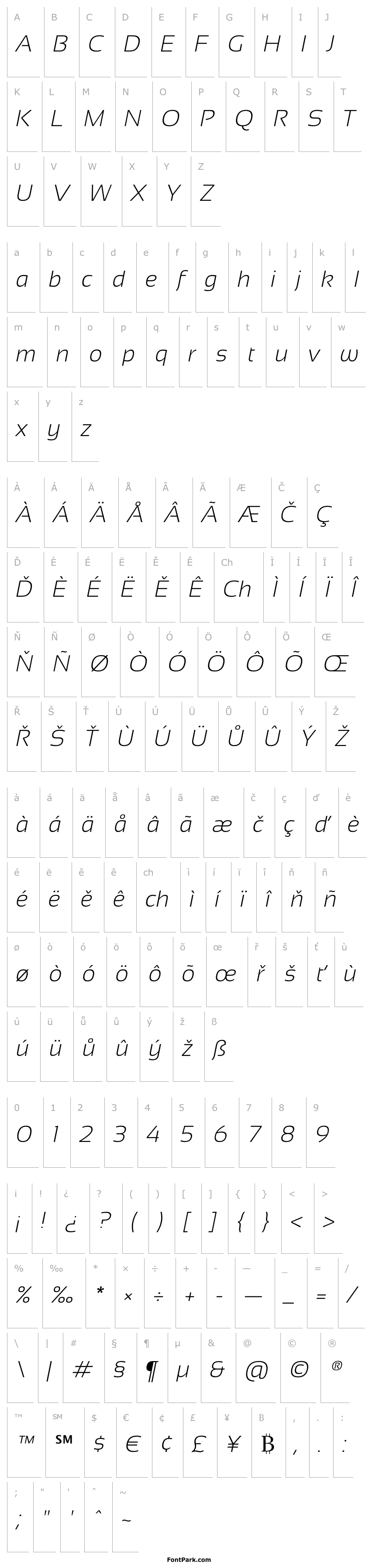 Přehled Sansation Light Italic