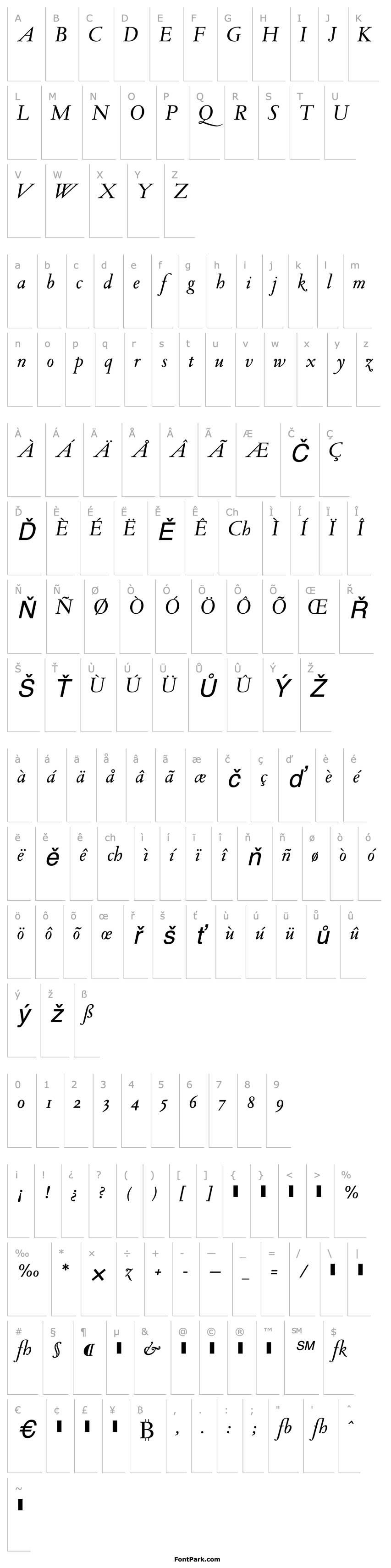 Přehled SarabandeAntikva-Italic