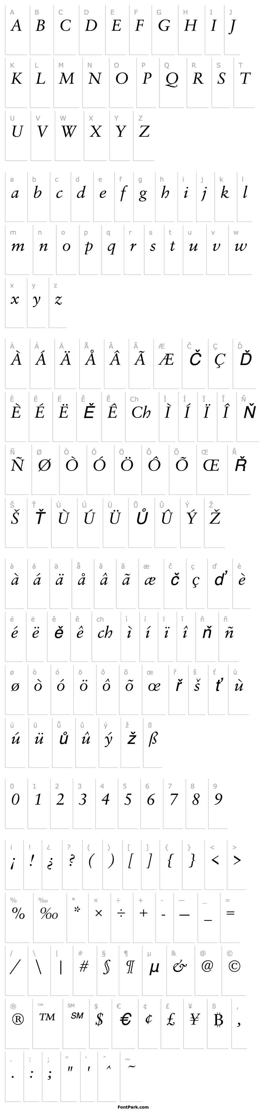 Přehled Savoy Italic