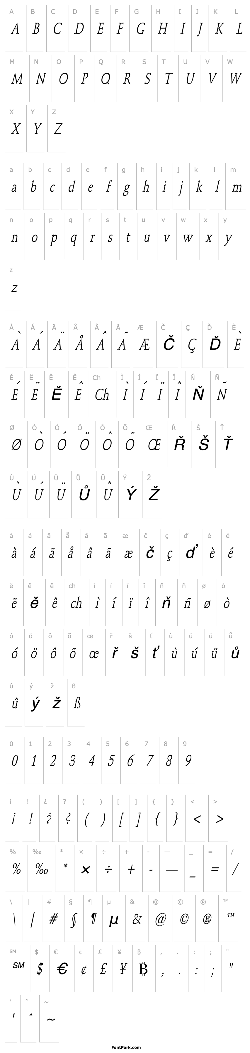 Overview Schroeder Condensed Italic