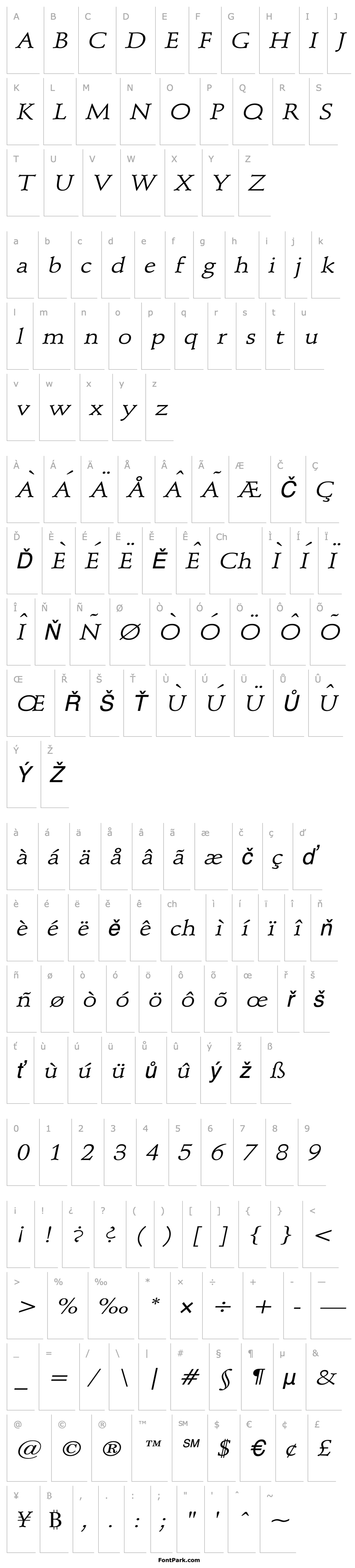 Přehled Schroeder Wide Italic