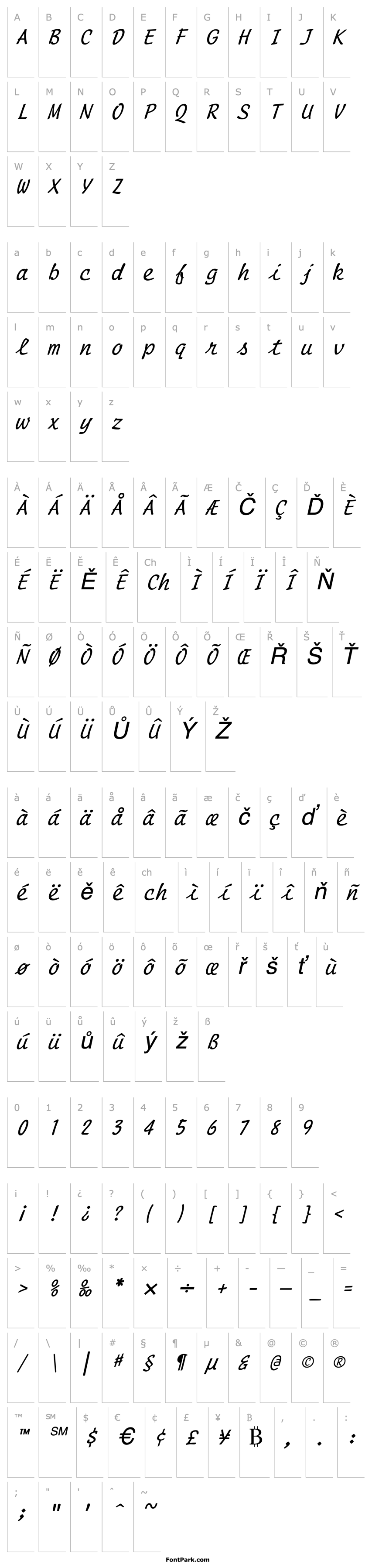 Přehled ScriptMono Italic