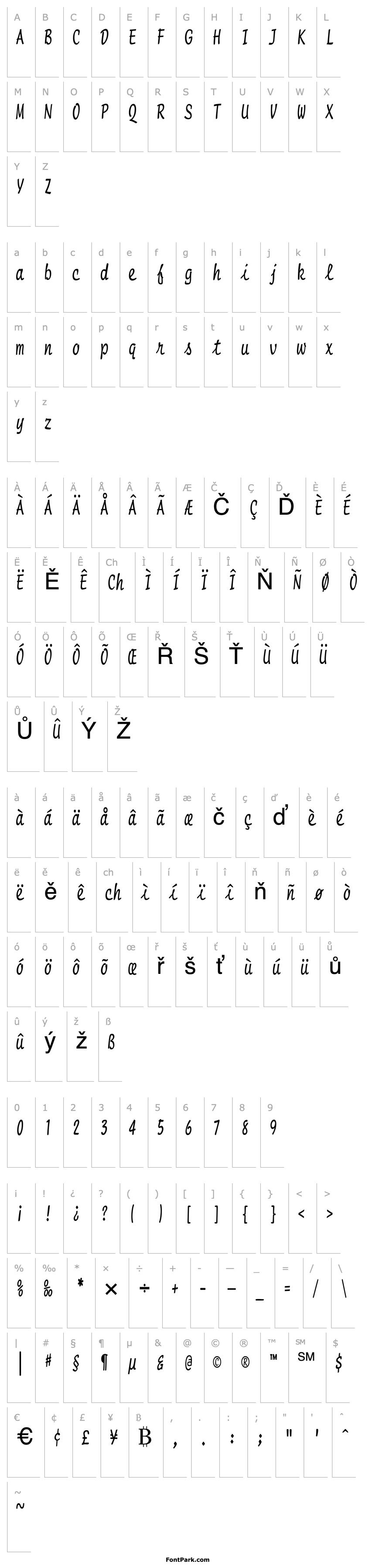 Přehled ScriptMonoCondensed