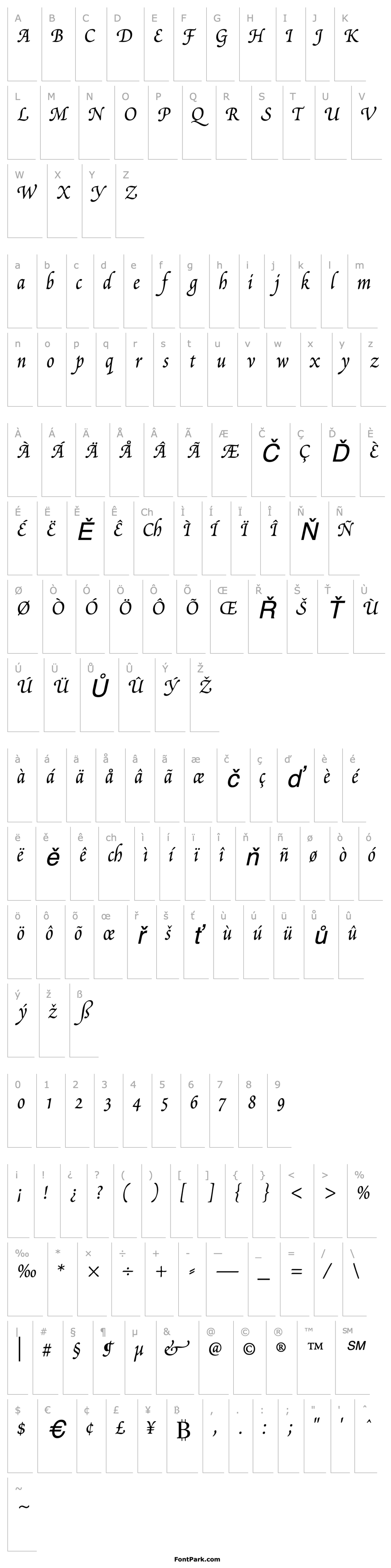 Přehled ScriptoriaSSK Italic