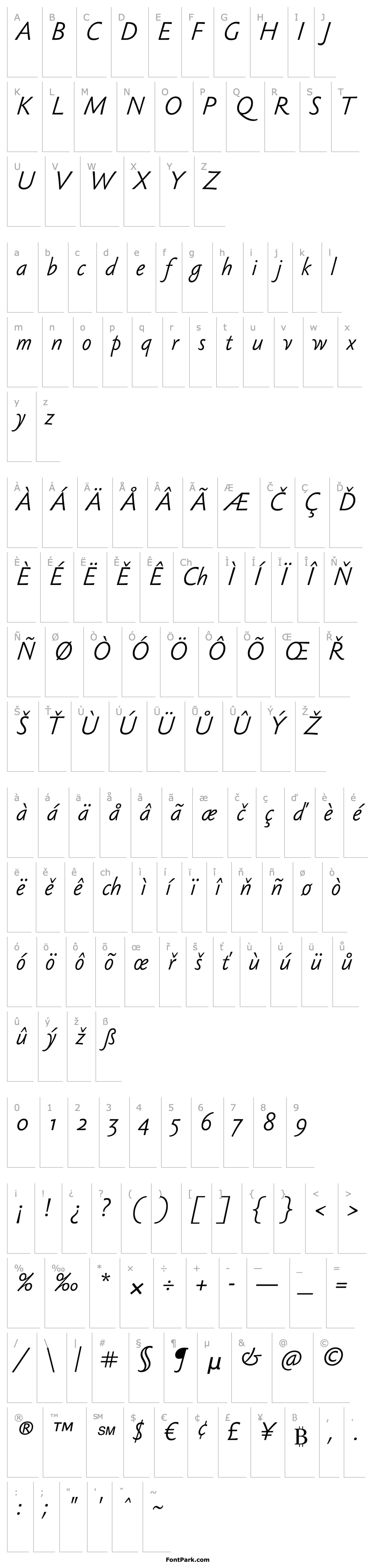 Overview SebastianLight-Italic