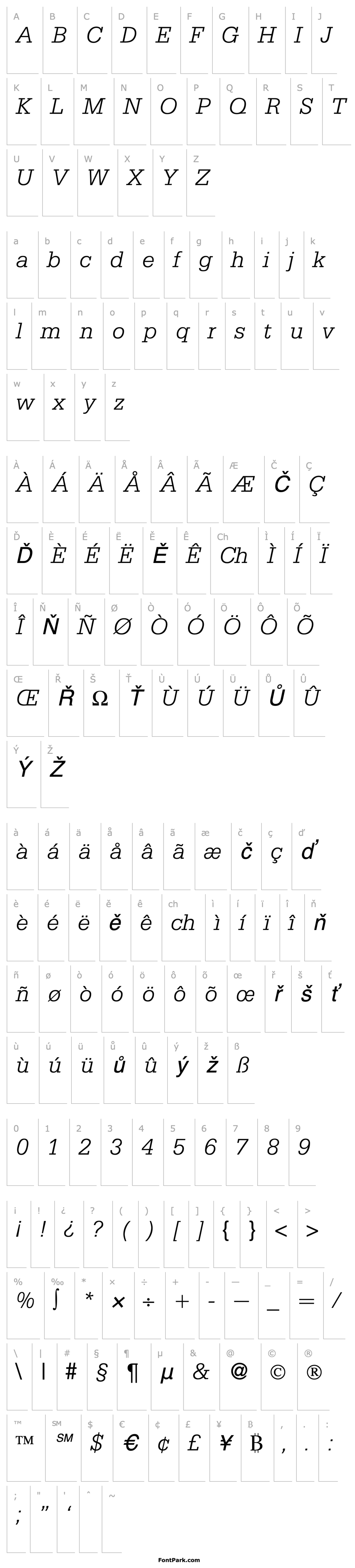 Přehled SergeantLight-RegularItalic