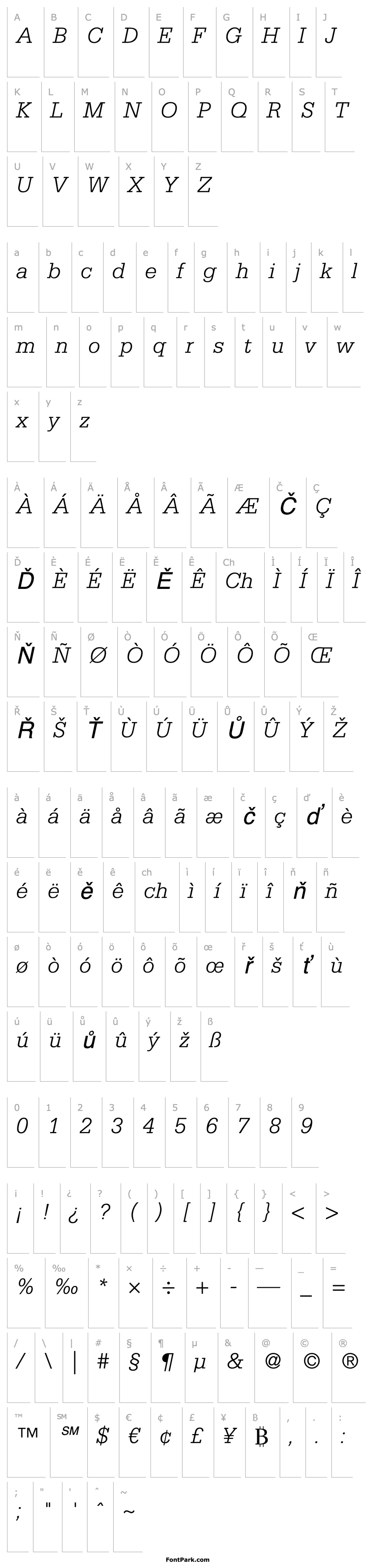 Overview Serifa LT 46 Light Italic