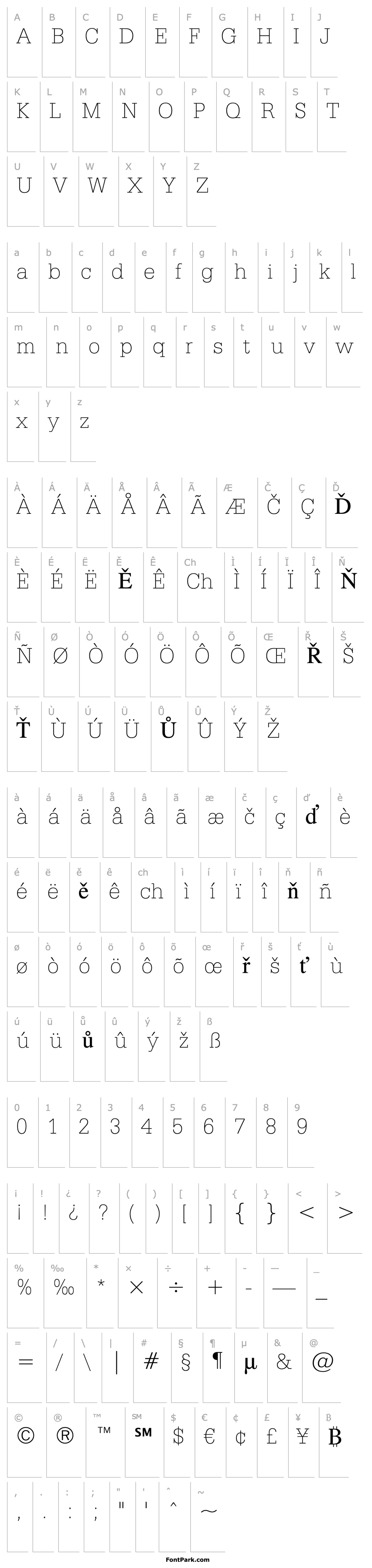 Overview Serifa Th BT Thin