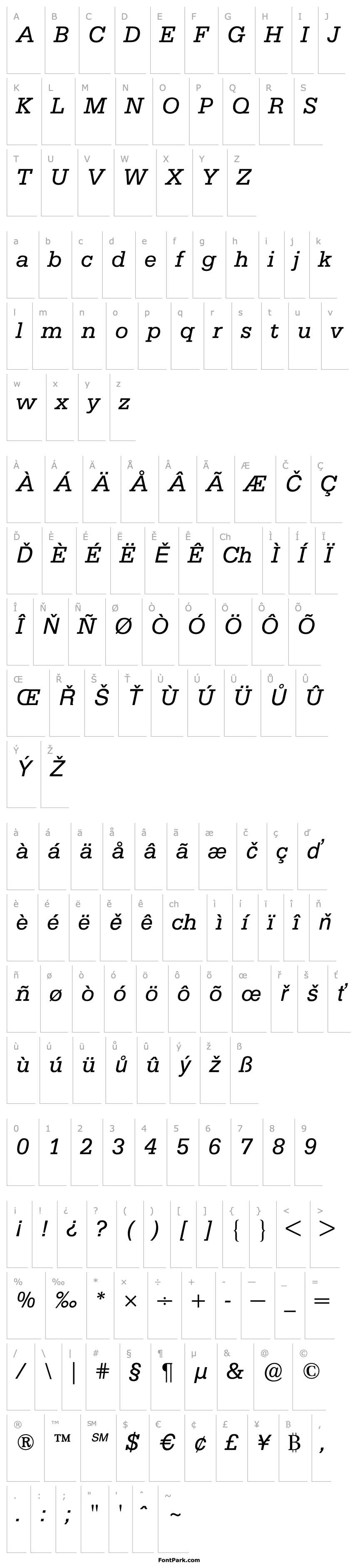 Overview SerifaBQ-Italic