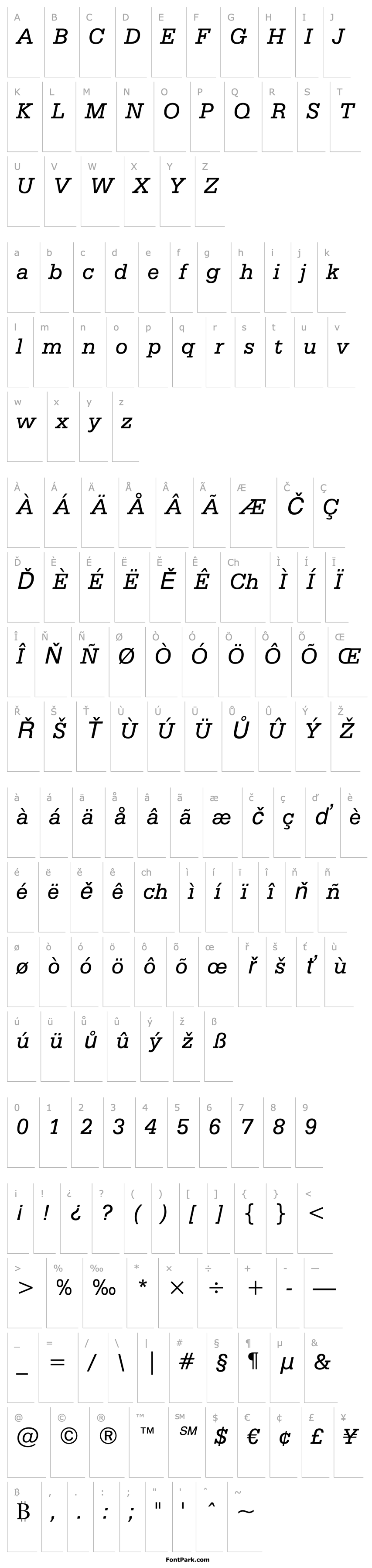 Overview SerifaBT-Italic