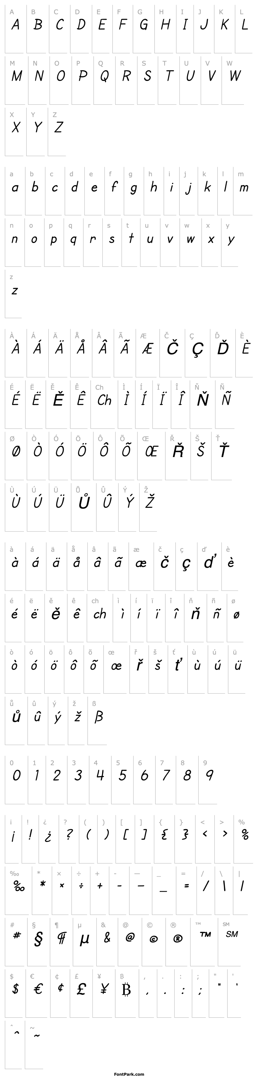 Overview SF Cartoonist Hand Italic