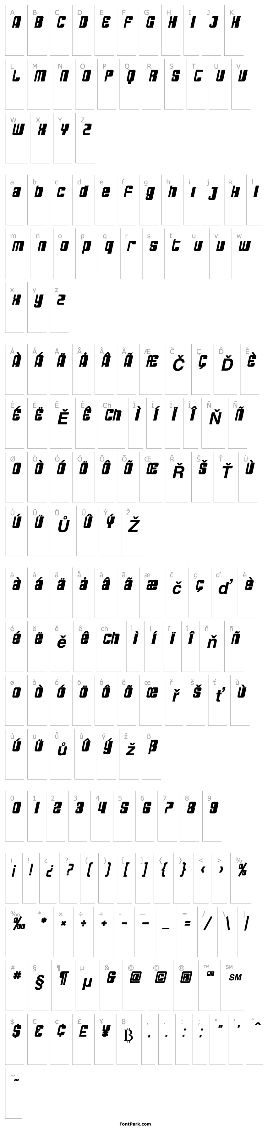 Overview SF DecoTechno Bold Oblique