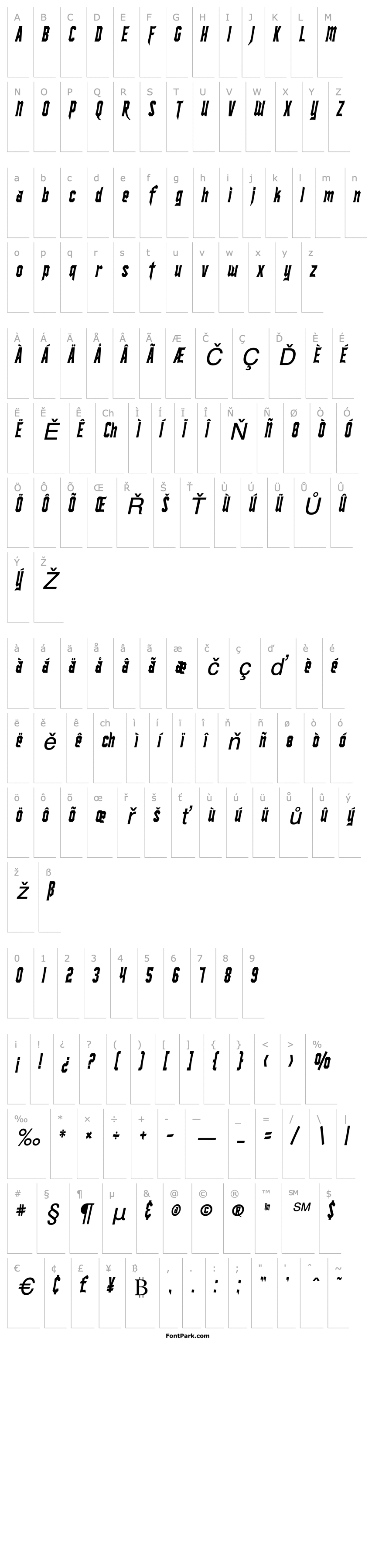 Overview SF Ironsides Condensed Italic