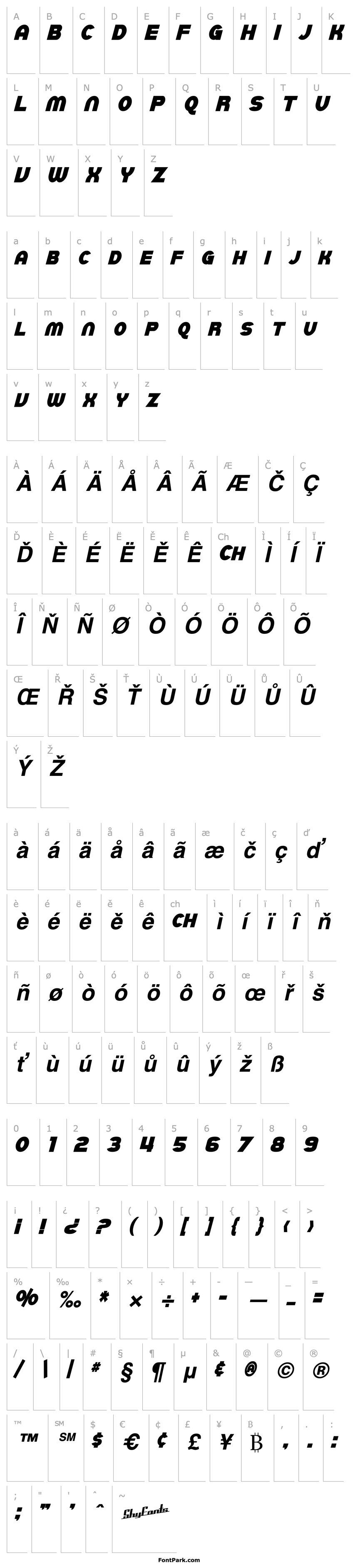 Overview SF Juggernaut Condensed Bold Italic