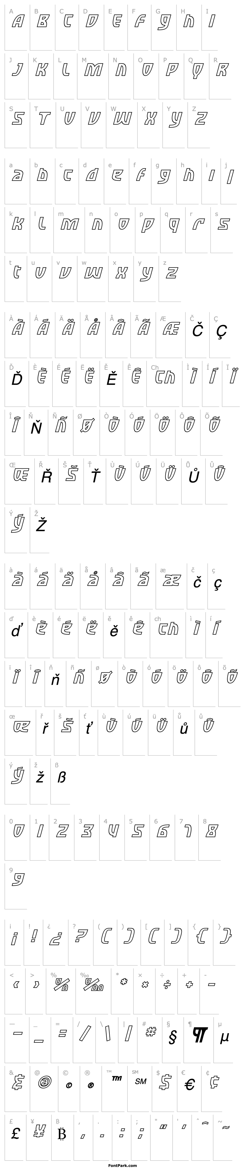 Overview SF Retroesque Outline Italic