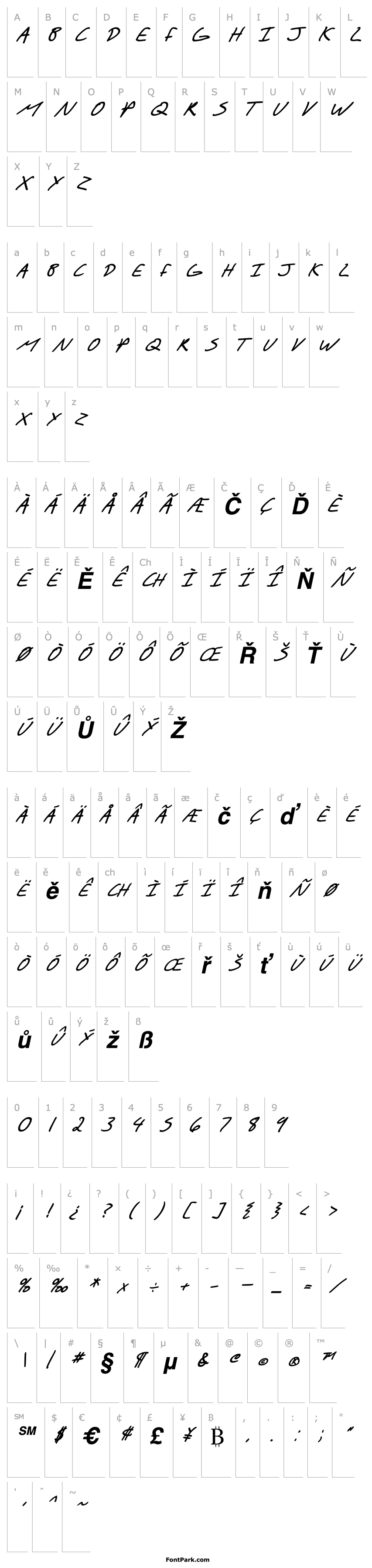 Přehled SF Scribbled Sans SC Bold Italic