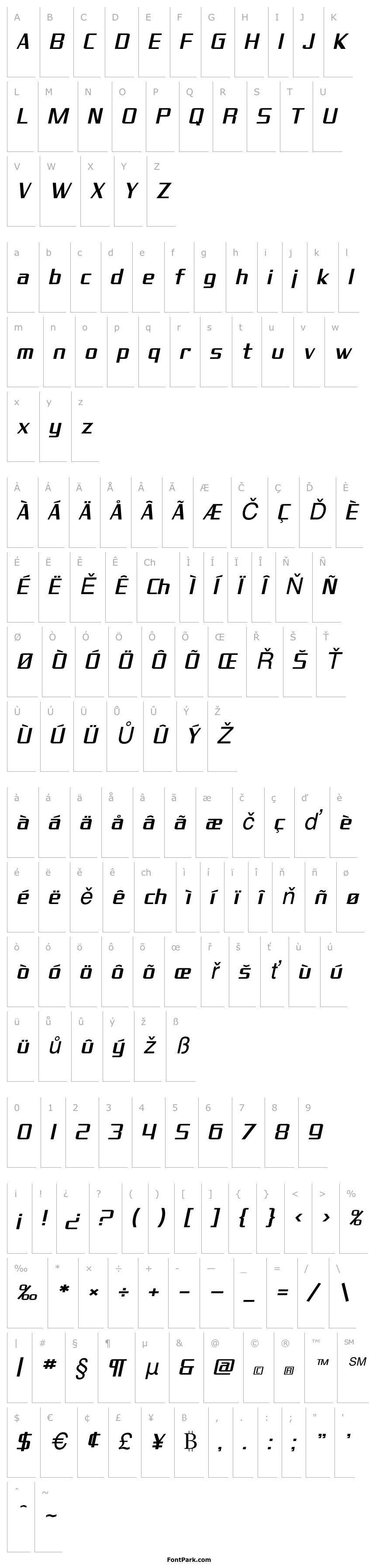 Přehled SF Theramin Gothic Oblique