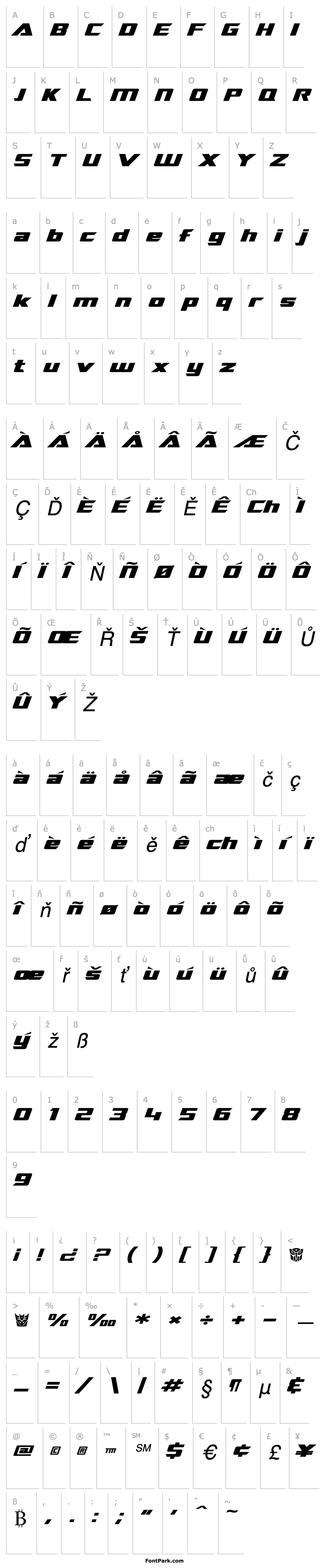 Přehled SF TransRobotics Extended Italic