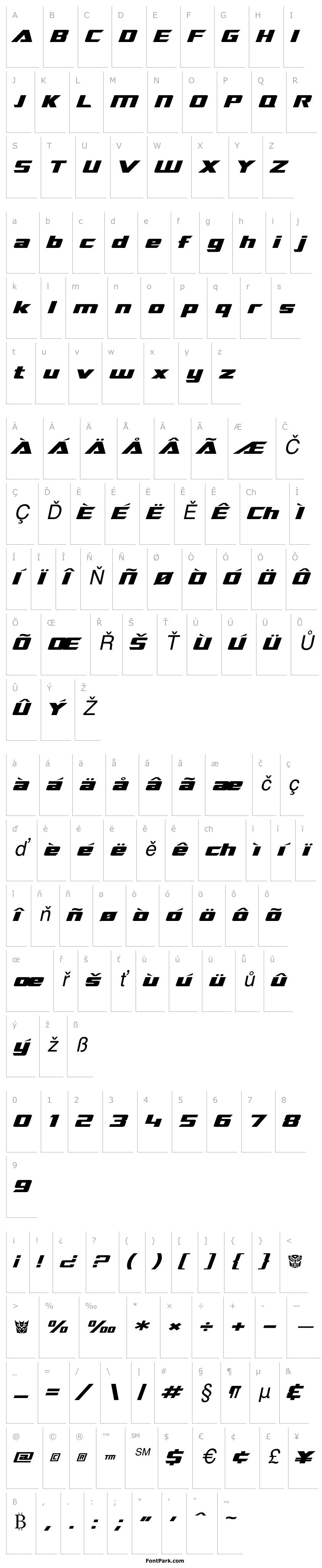 Přehled SF TransRobotics Extended Italic