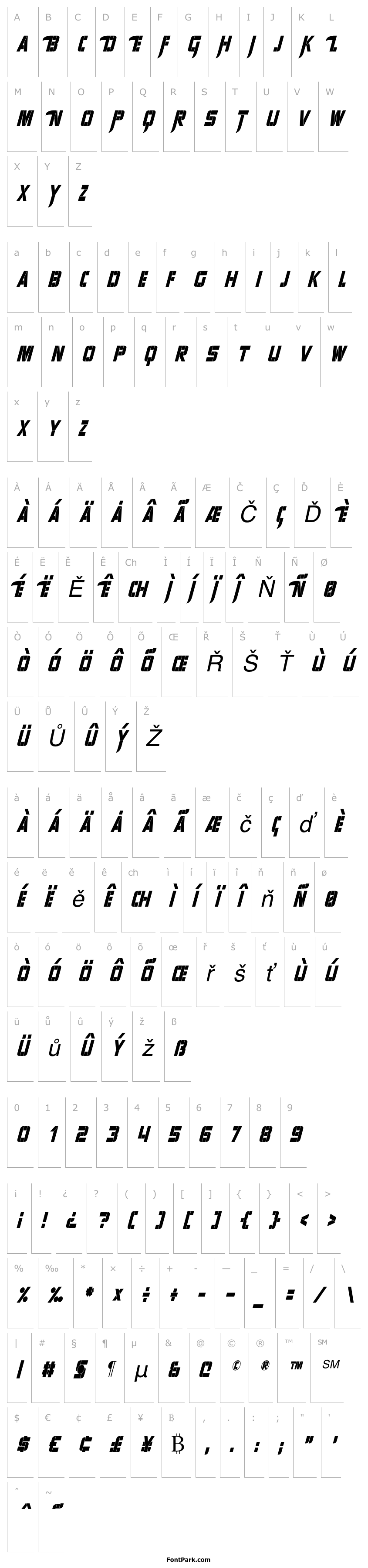Overview Sharp Avienne Condensed Italic