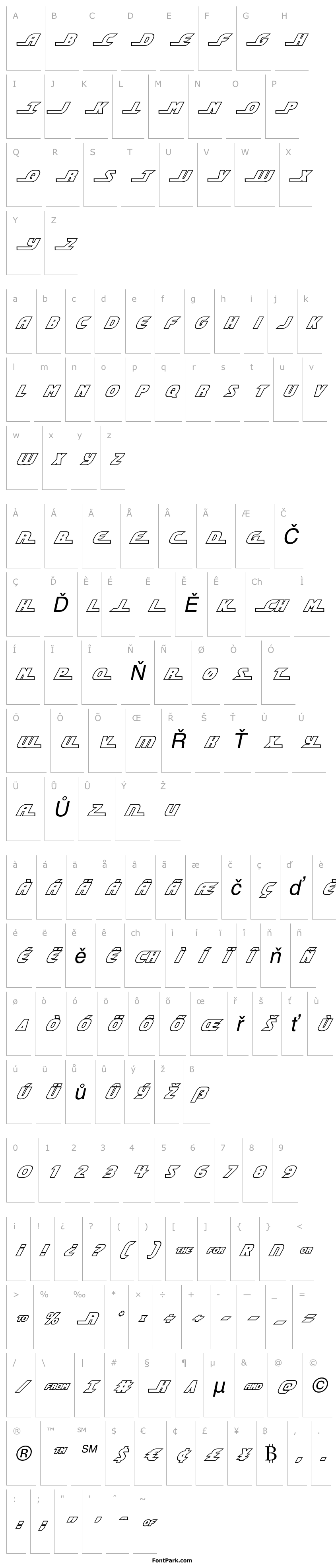 Přehled Shining Herald Outline Italic