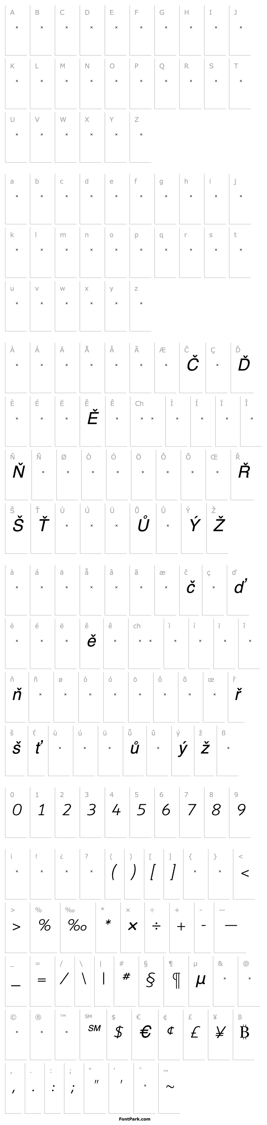 Overview ShinnLightItalicTab