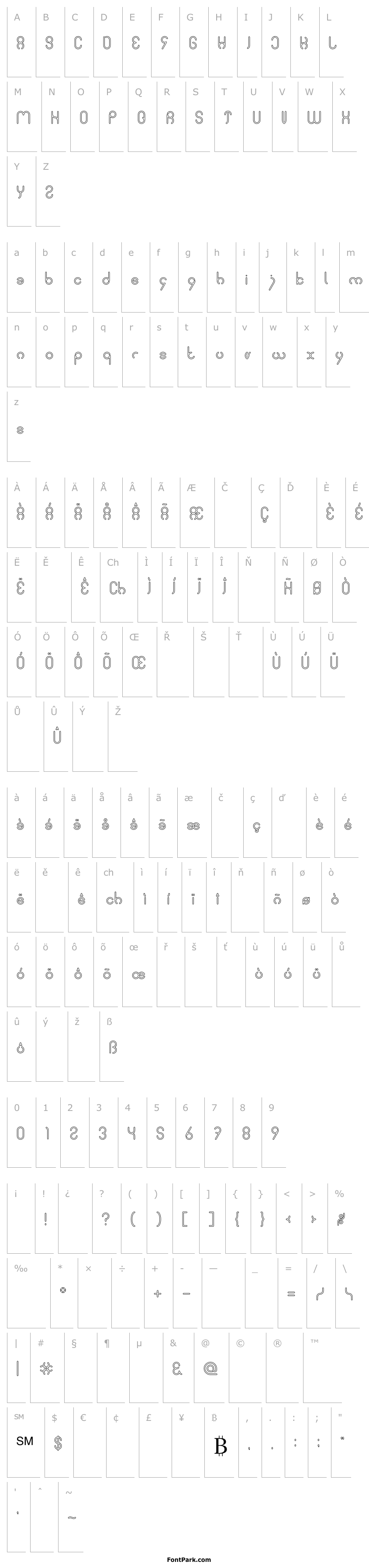 Přehled simple font-Hollow