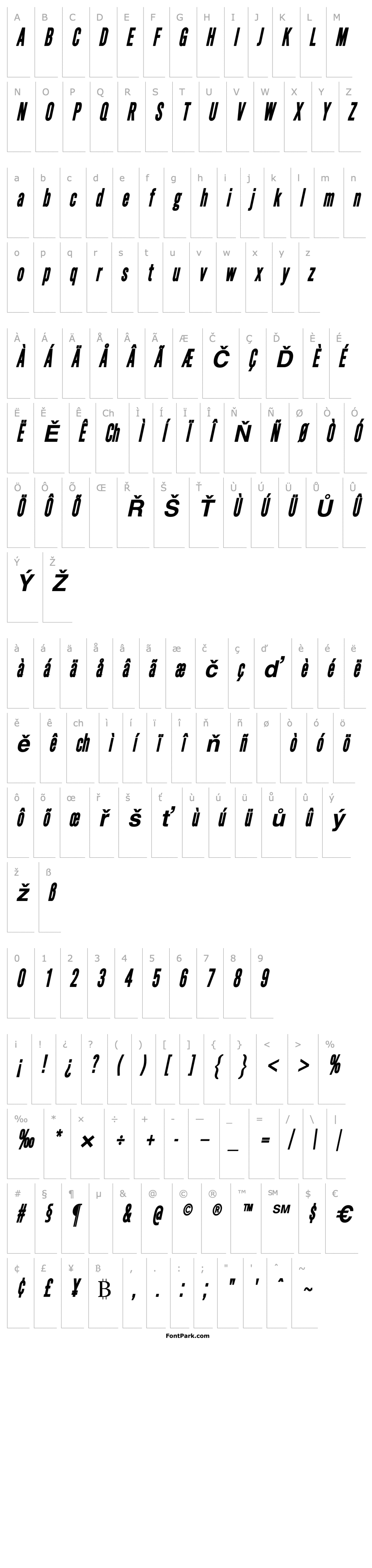 Overview SimpleTypeCondensed BoldItalic