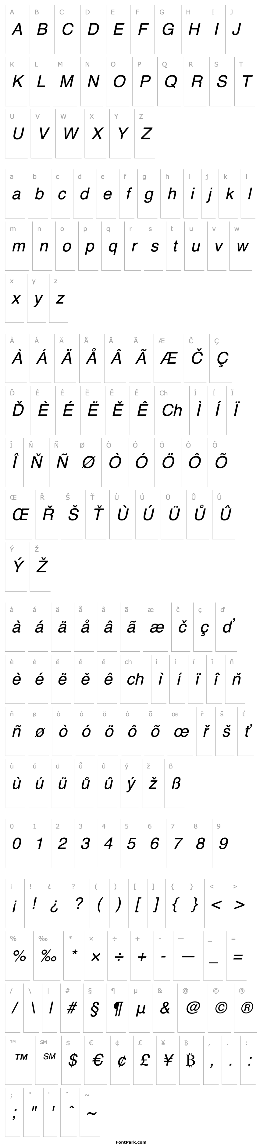 Overview Simplified Arabic Backslanted Italic