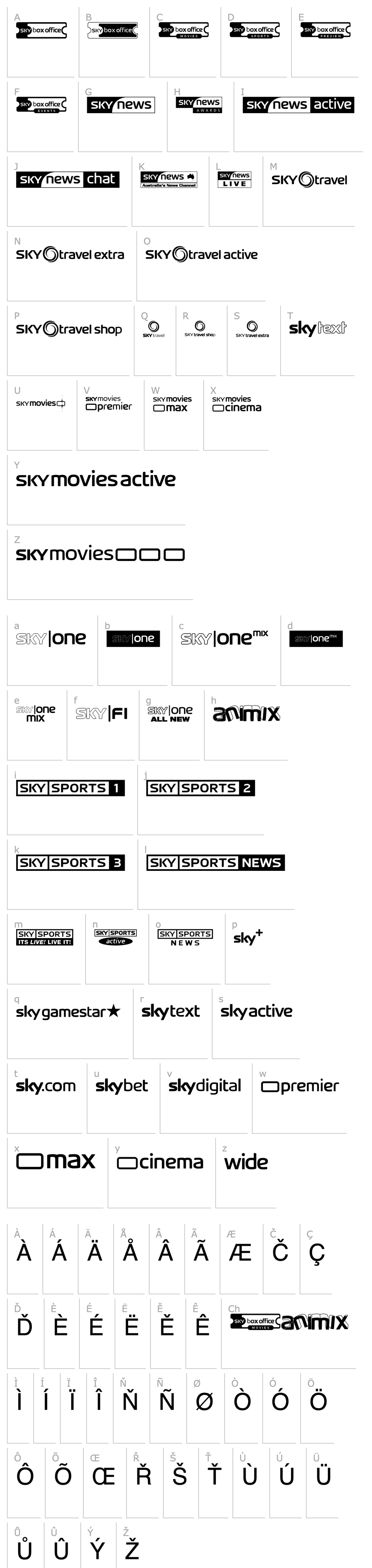 Přehled Sky TV Channel Logos