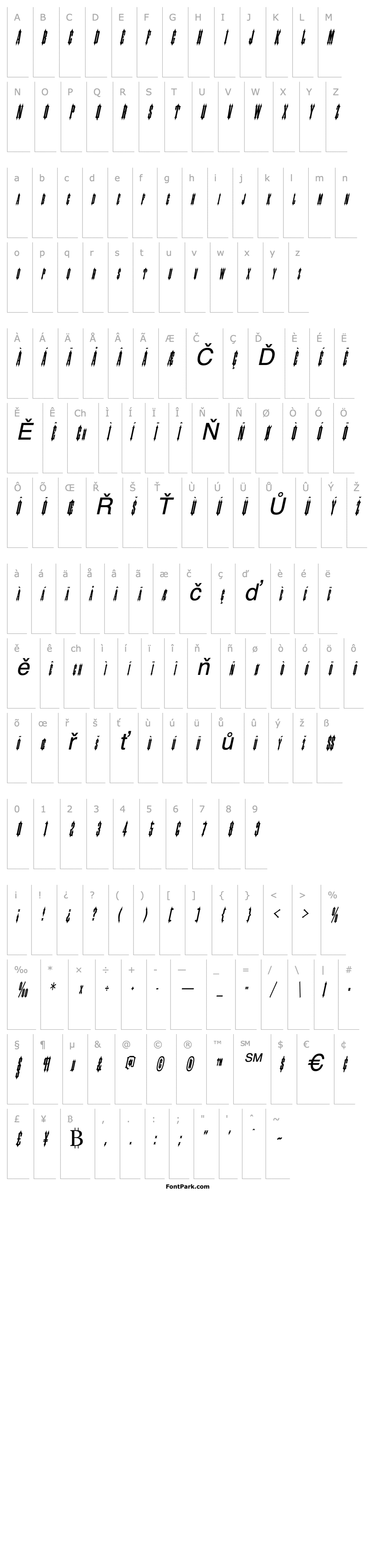 Overview SlayerCondensed Italic