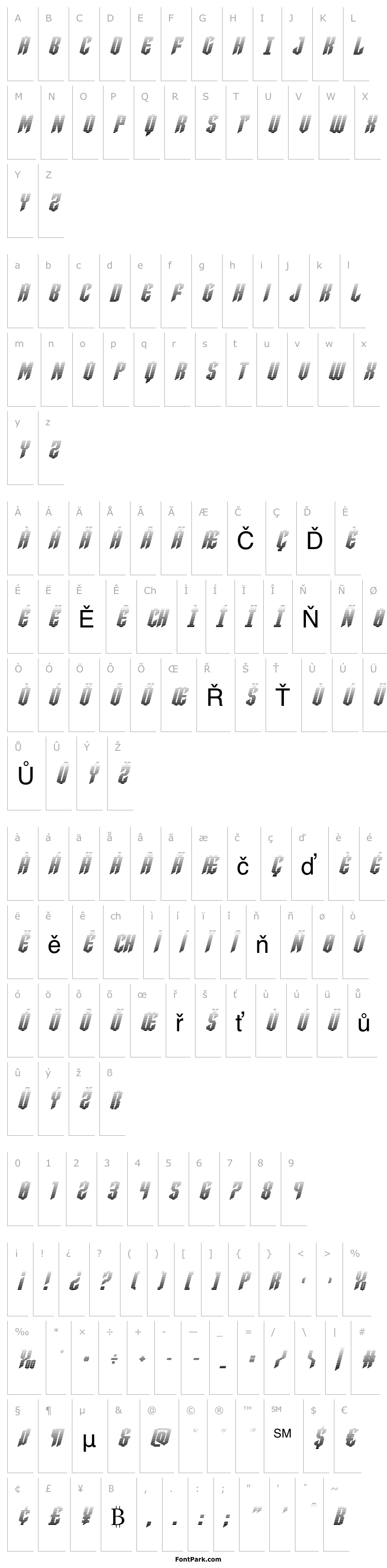 Přehled Sleigher Gradient Italic