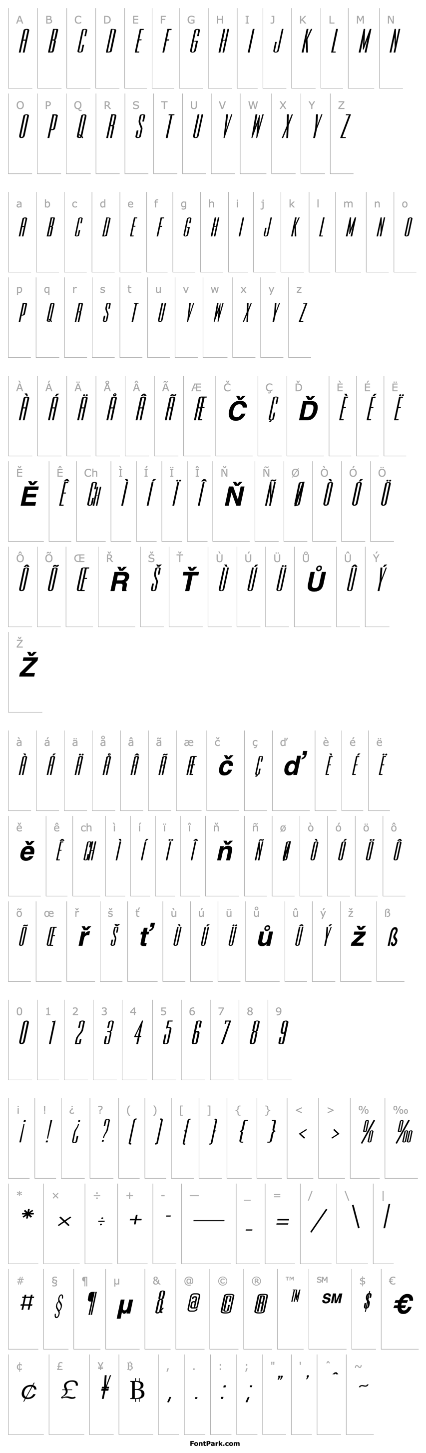 Přehled Slim-Jim-Extended Bold Italic