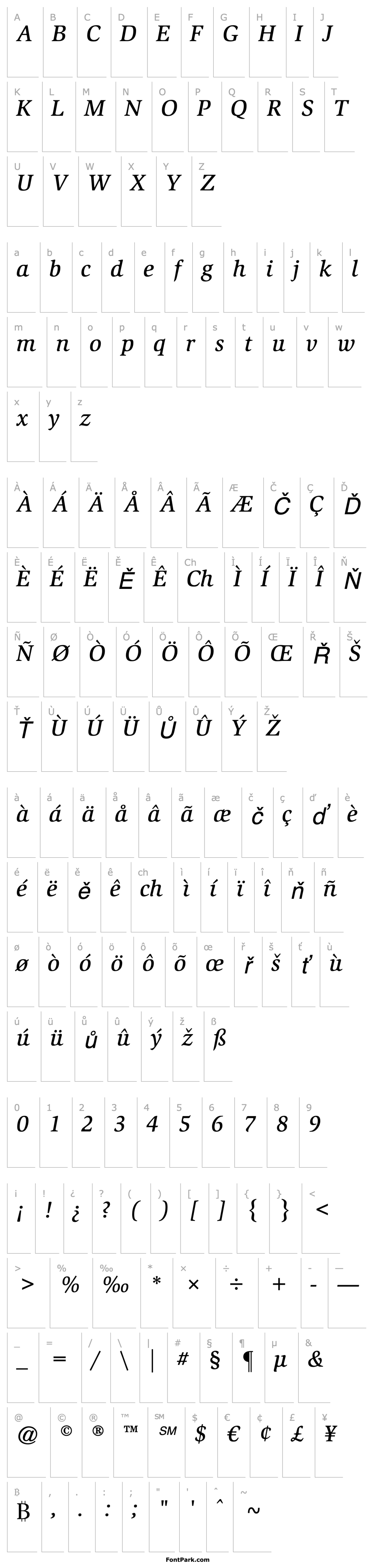 Overview SlimbachStd-MediumItalic