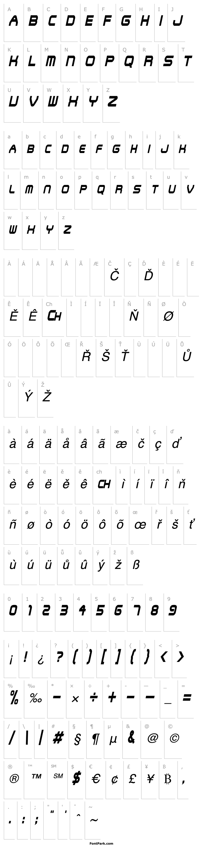 Přehled SNFUCondensed Oblique